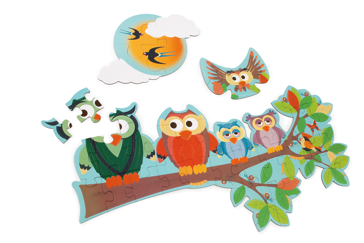 PUZZLE 39PCS DOBLE CON FORMA, BUHO