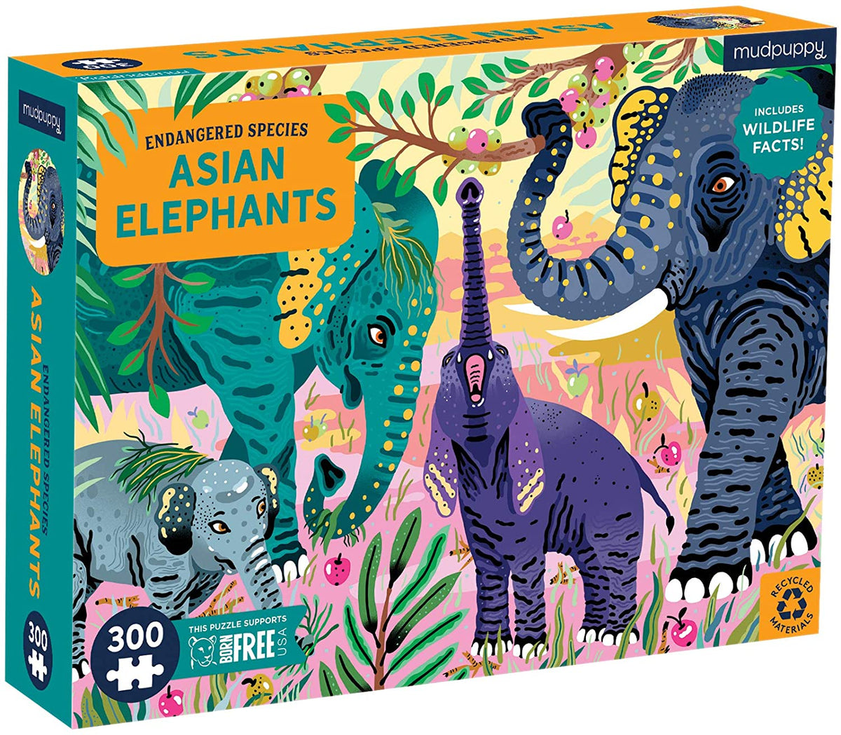 PUZZLE 300PCS, ELEFANTE ASIATICO, PELIGRO DE EXTINCIÓN