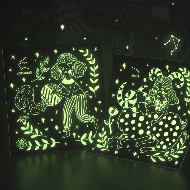 SCRATCH ART CARD, BRILLA EN LA OSCURIDAD, CONSTELACIONES