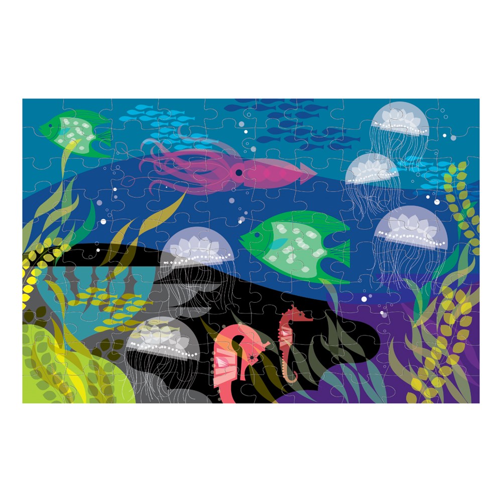 PUZZLE 100PCS QUE BRILLA EN LA OSCURIDAD, BAJO EL MAR