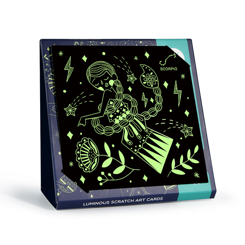 SCRATCH ART CARD, BRILLA EN LA OSCURIDAD, CONSTELACIONES