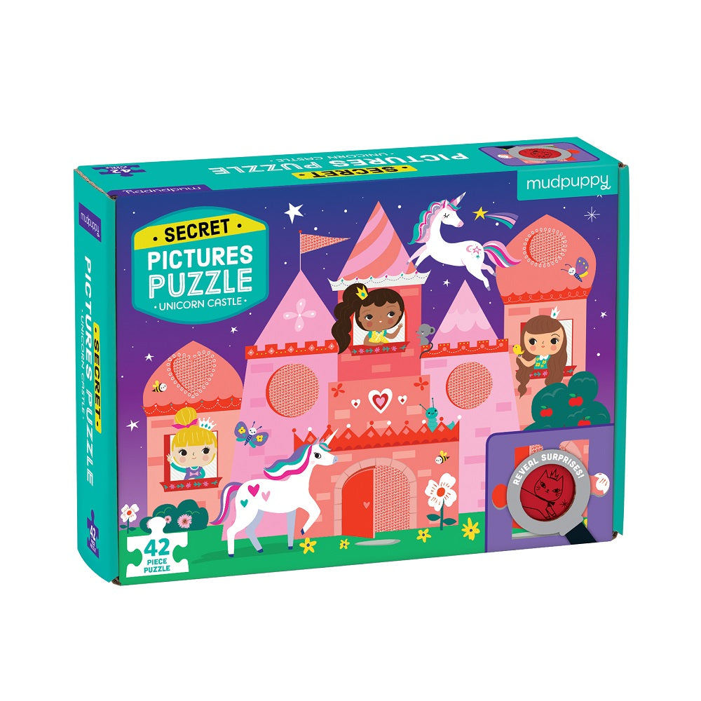 PUZZLE 42PCS CON DIBUJOS SECRETOS, CASTILLO UNICORNIO