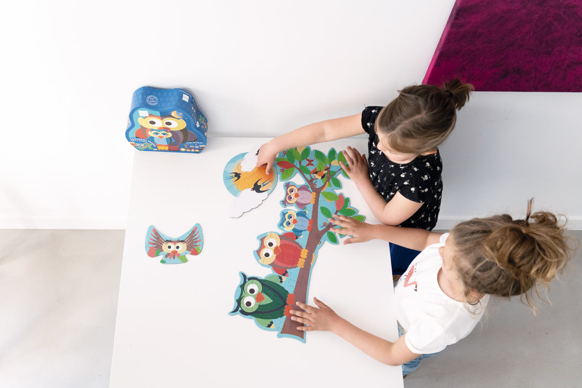 PUZZLE 39PCS DOBLE CON FORMA, BUHO