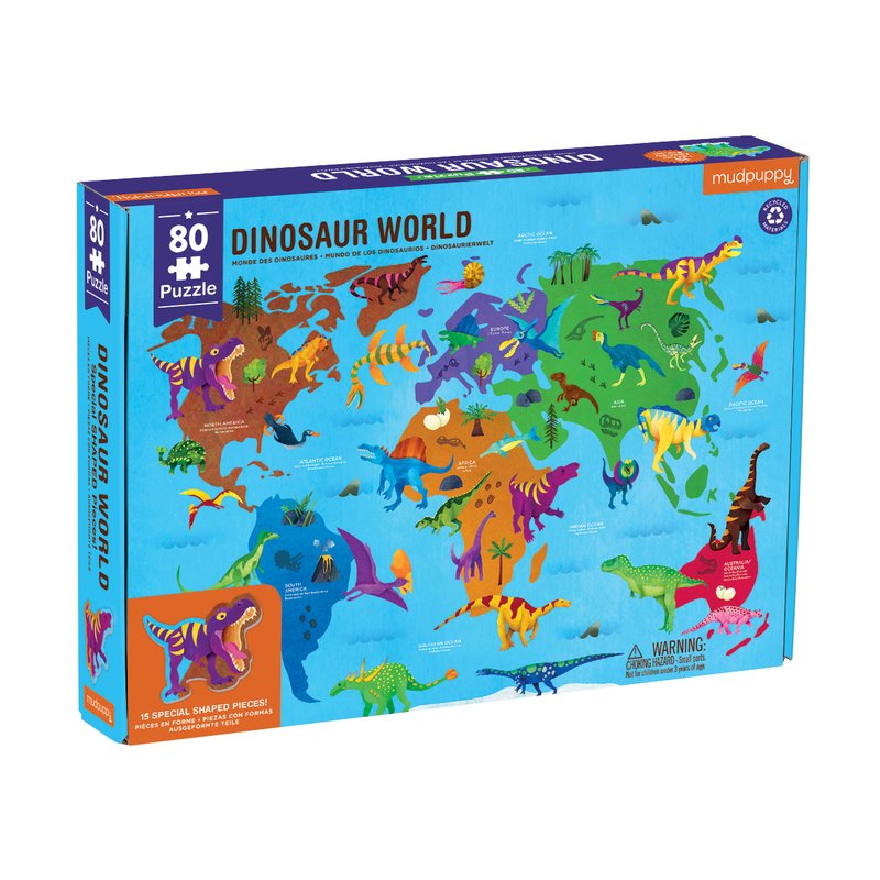 PUZZLE 80PCS, GEOGRAFIA DINOSAURIOS