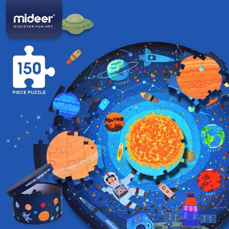 PUZZLE 150PCS REDONDO, VAGANDO EN EL ESPACIO