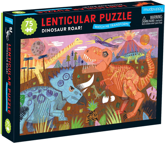 PUZZLE 75PCS LENTICULAR, RUGIDO DE DINOSAURIO